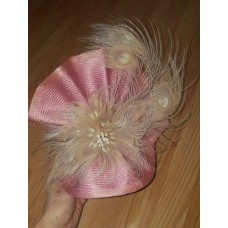 Mujers Kentucky Derby Hat Horse Races Pink Peacock Feathers Made in Australia   eb-08371470